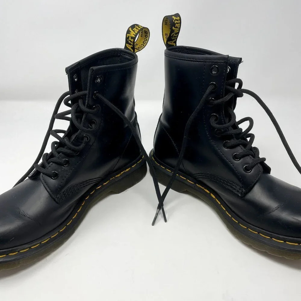 Dr. Martens 1460 Smooth Leather Lace Up Boots Black Size 7 - Picture 8 of 11
